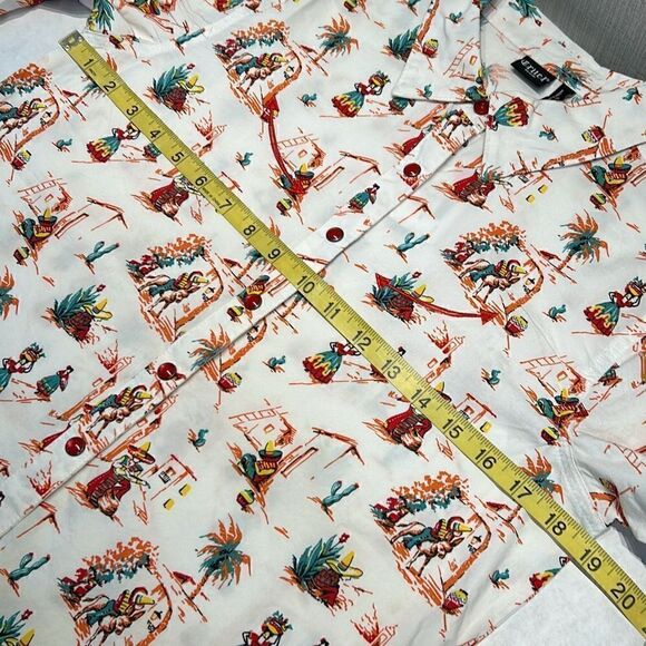 Cruel Denim Snap Button Up Shirt Latin City Print White Sz S CTW7295007 - Picture 5 of 6